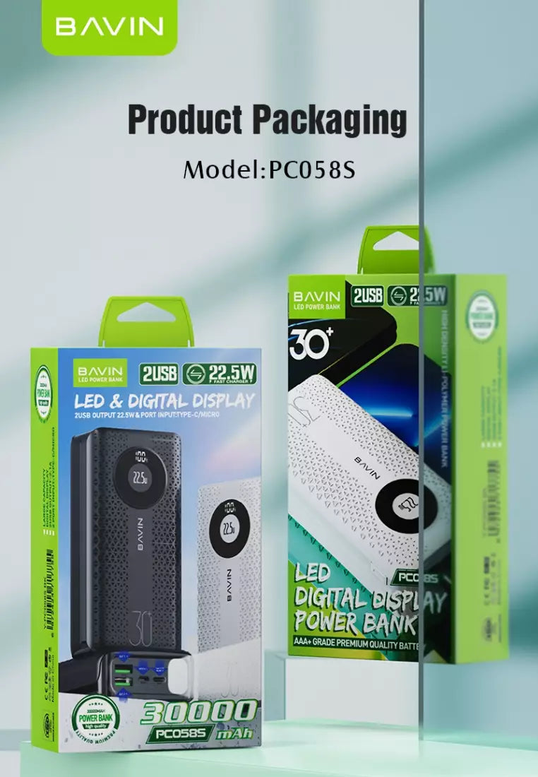 BAVIN PC058S 30000mAh Powerbank Charge Super Rapide