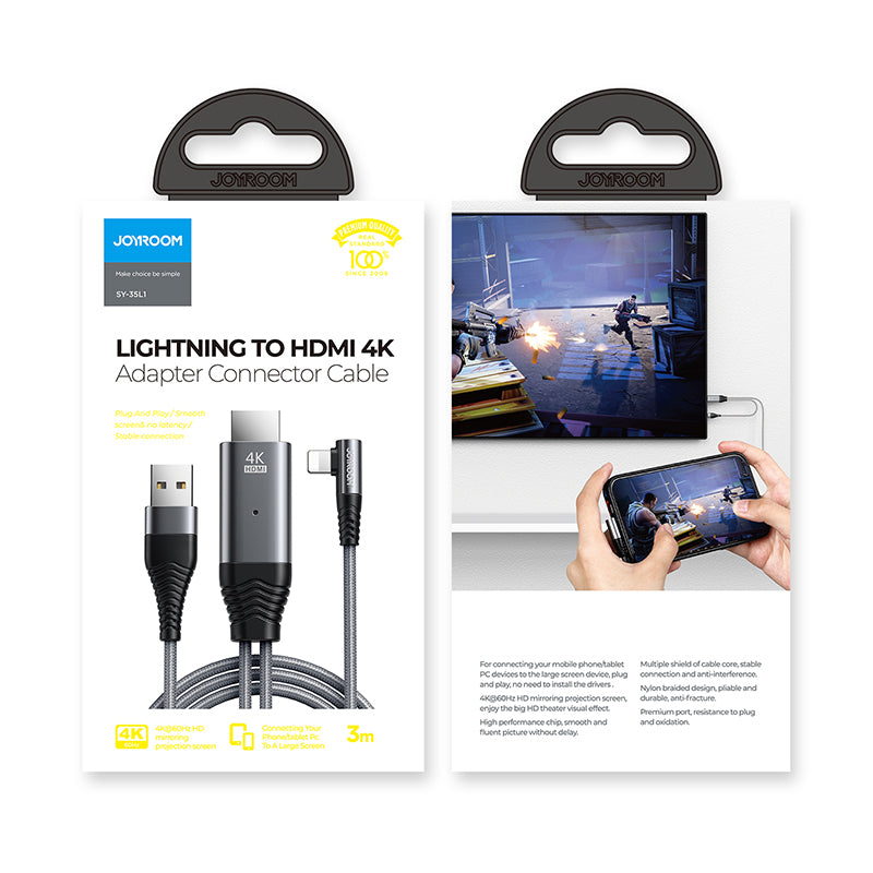 JOYROOM SY-35L1 Câble adaptateur Lightning 8 broches vers HDMI 4K, longueur 3 m