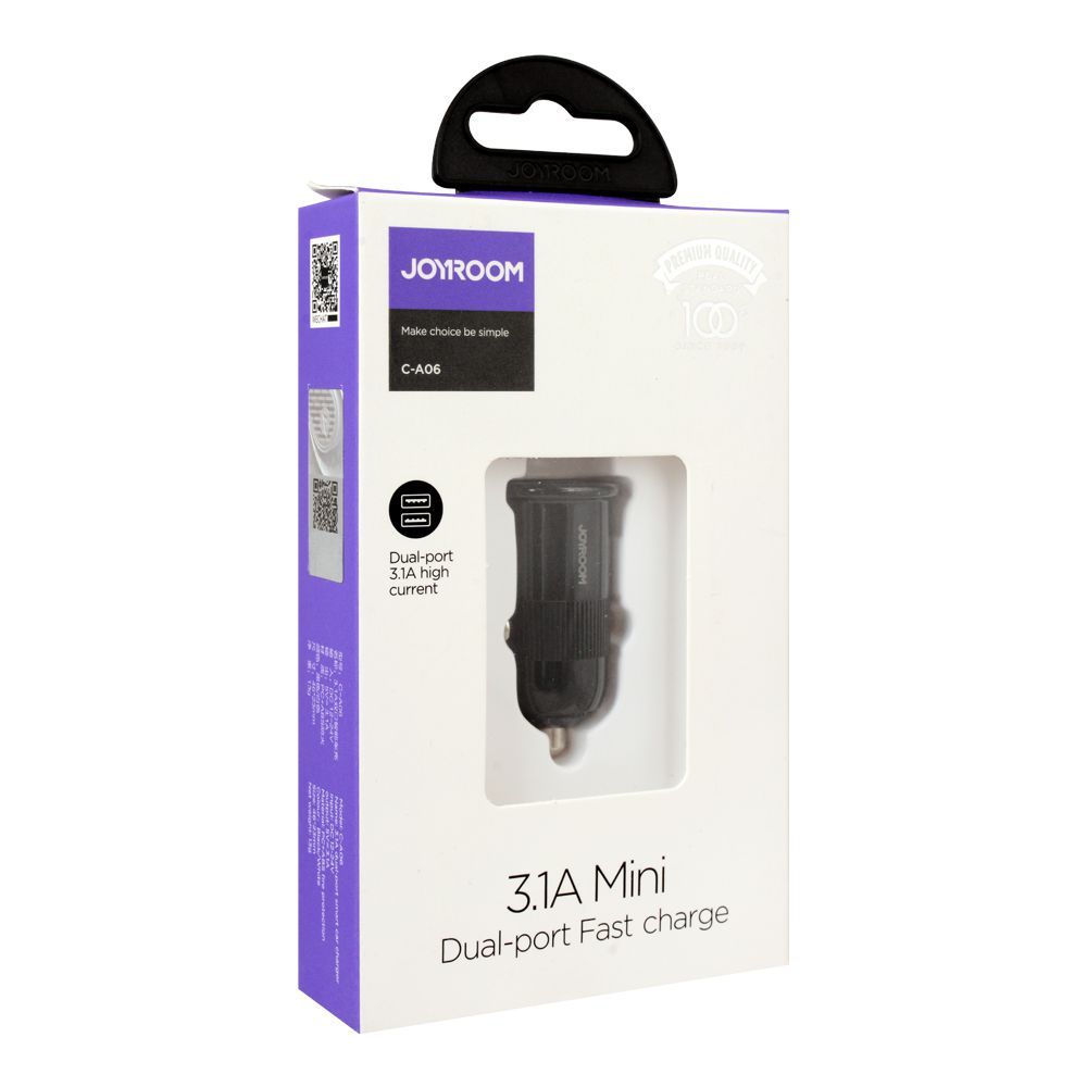 Joyroom C-A06 3.1A Mini chargeur de voiture rapide à double port avec câble micr