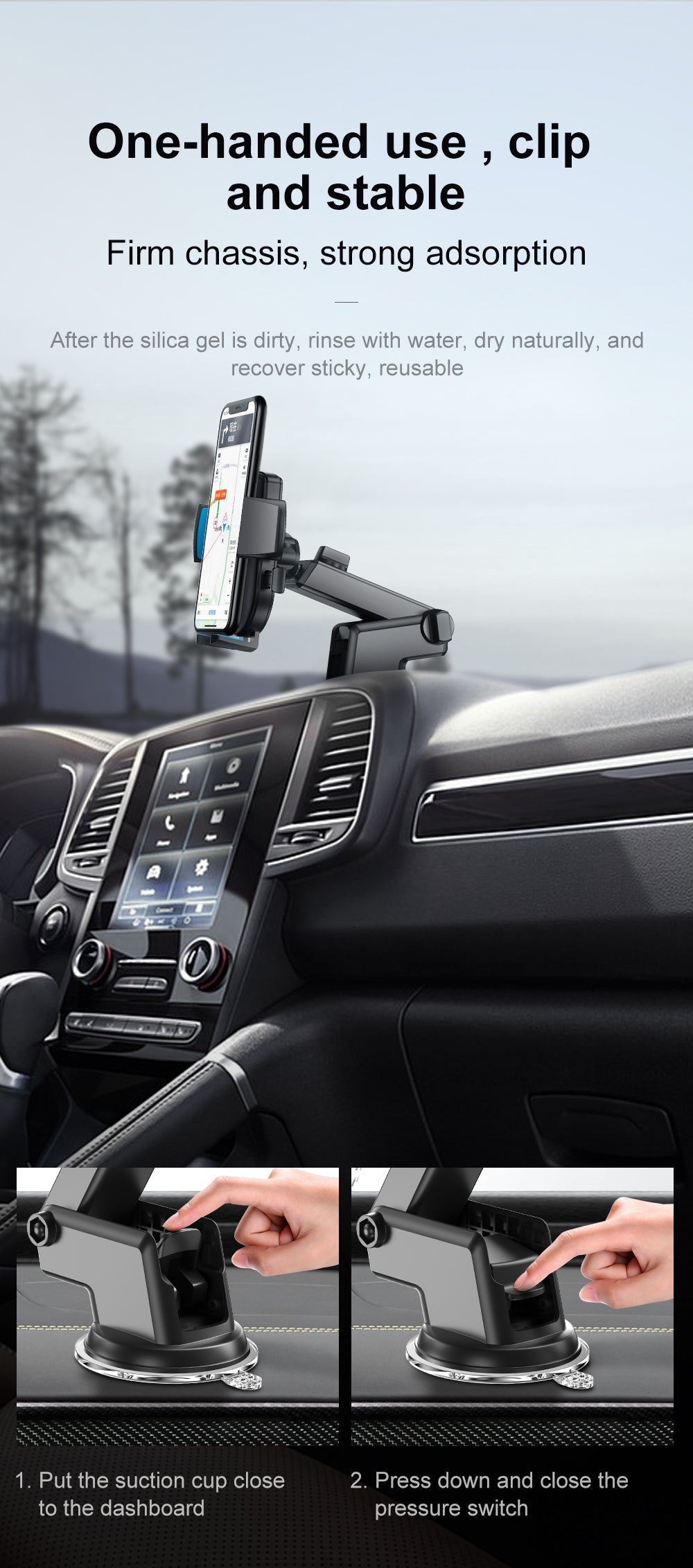 Support de téléphone pour tableau de bord de voiture Joyroom JR-OK3 - Noir