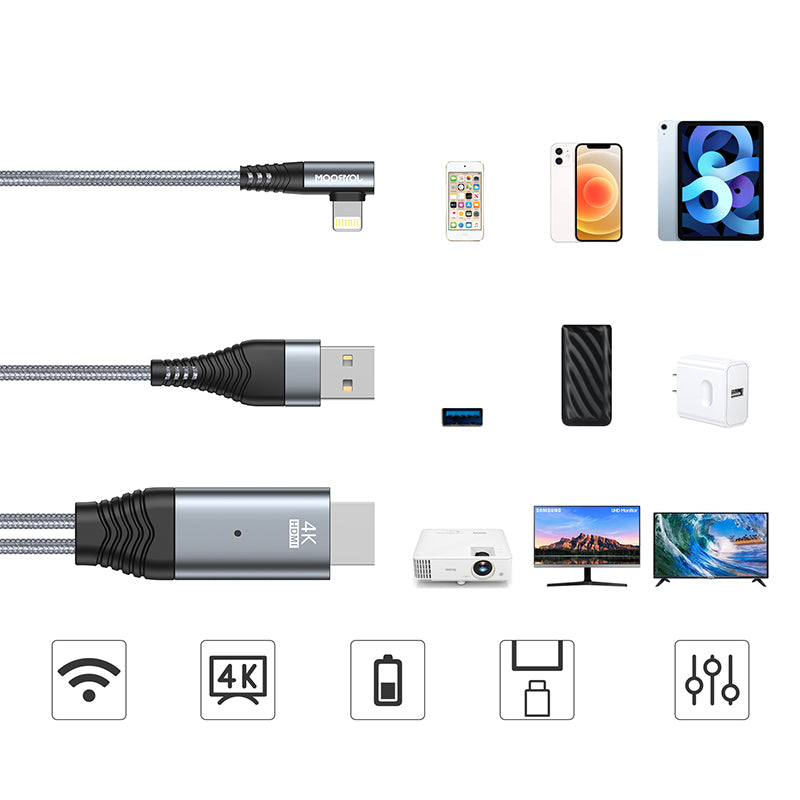 JOYROOM SY-35L1 Câble adaptateur Lightning 8 broches vers HDMI 4K, longueur 3 m