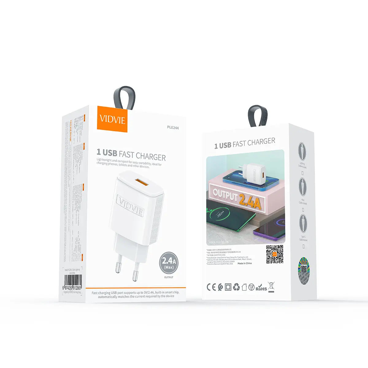 Chargeur Rapide VIDVIE USB PLE244 2.4A