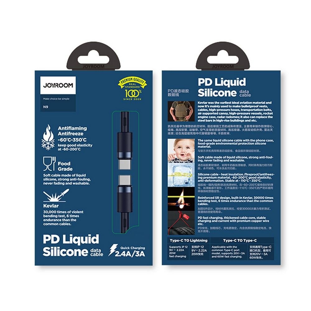 Câble Joyroom N9 PD Silicone Liquide 3A 1,8m Bleu