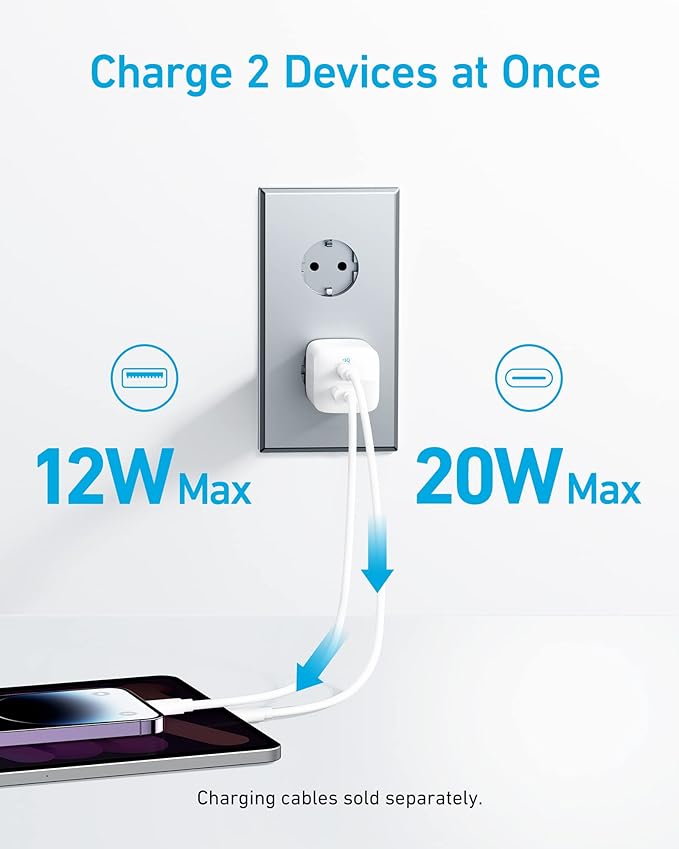 Chargeur Anker USB-C 33W Rapide 2 Ports