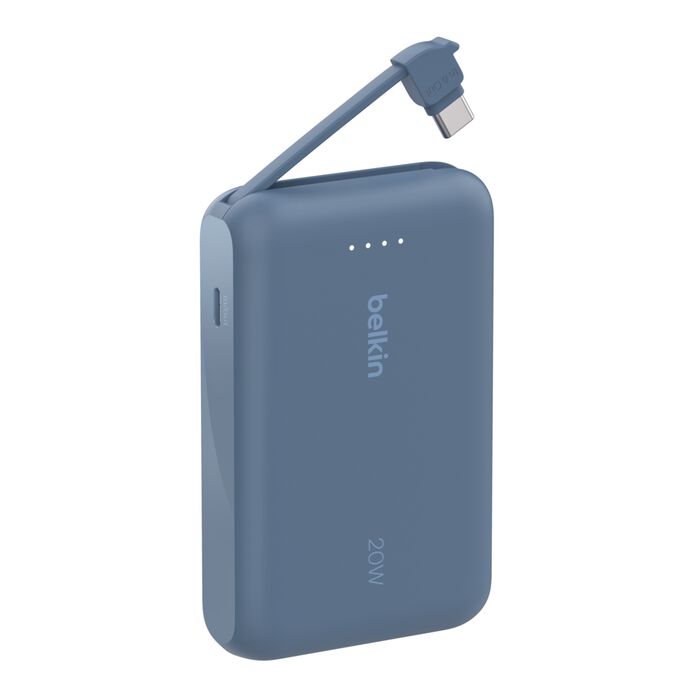 BoostCharge-Power Bank 10K with Integrated Cable- BLEU