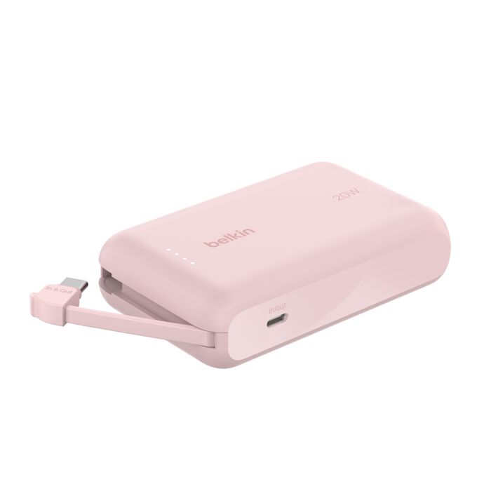 BoostCharge-Power Bank 10K with Integrated Cable- rose