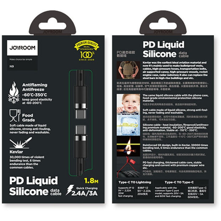 Câble Joyroom N9 PD Silicone Liquide 3A 1,8m Noir