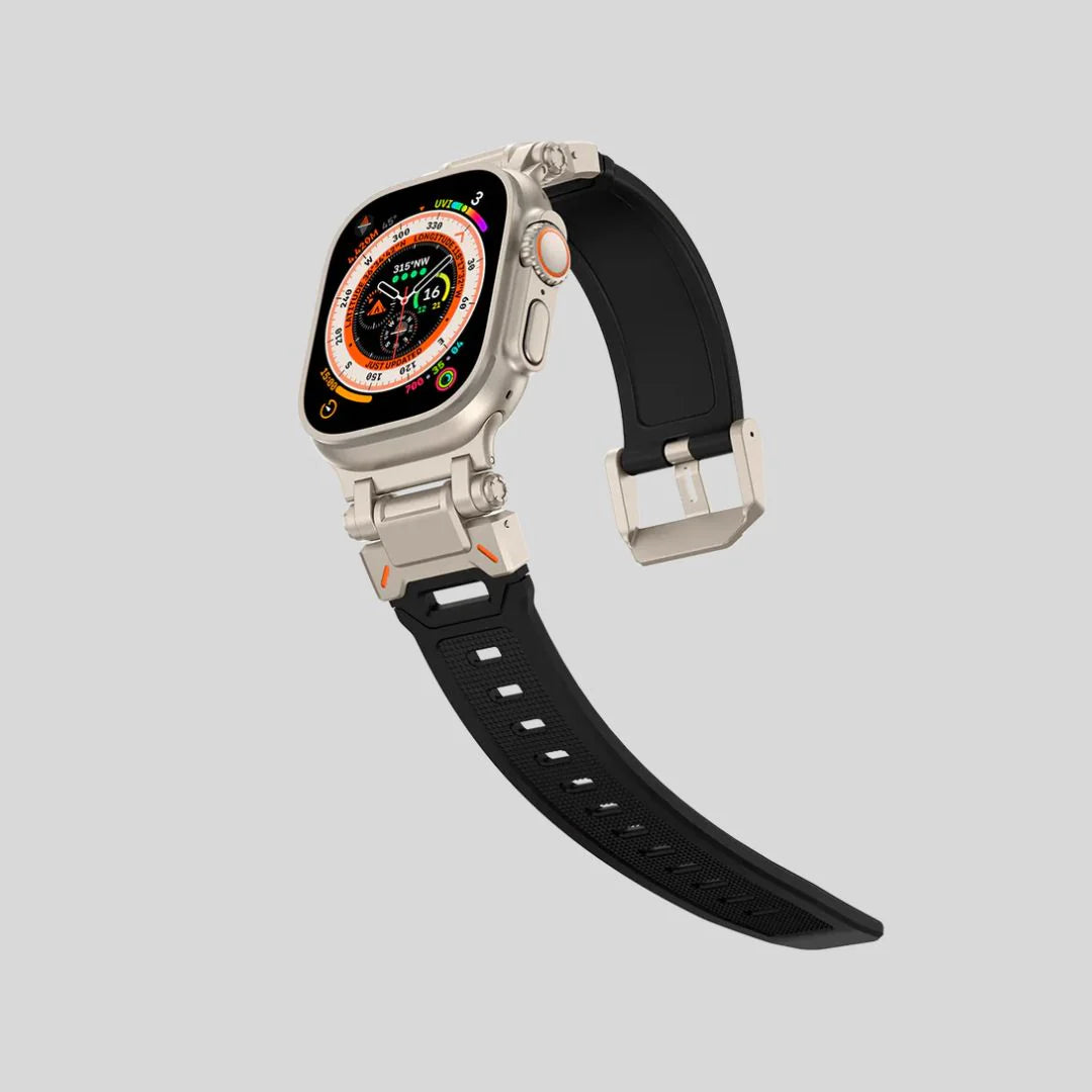 Bracelet Apple Watch Noir avec Design Métallique - 42/49mm