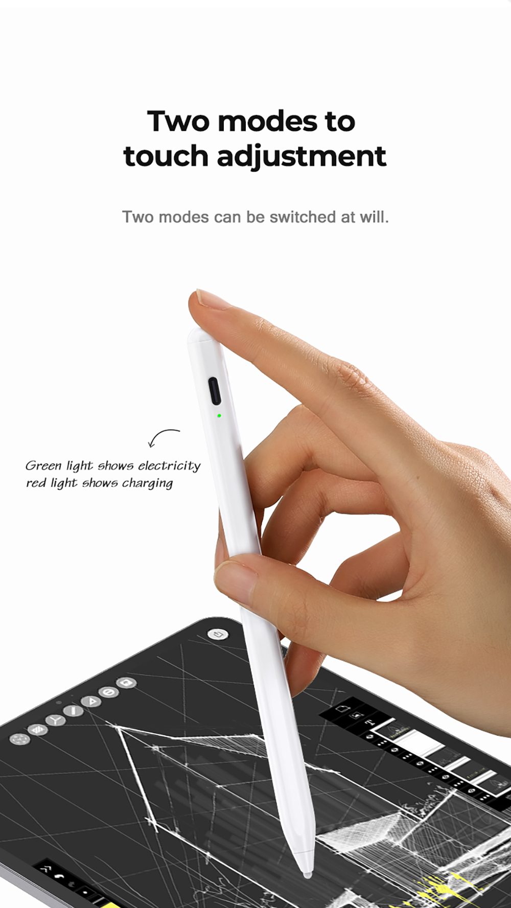 00a778_3c6bfc8aaa954889b211008946a25c8fmv2.jpg Stylo À Double Mode Capacitif Joyroom JR-K12. Stylet Tactile Sensible Magnétique – Image 1