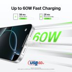 USB-C to USB-C Cable 60W, 3.3ft/1m, White – Image 2