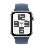 Apple Watch SE GPS 44 mm Aluminium Argent Bracelet Sport Denim M/L – Image 2