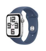 Apple Watch SE GPS 44 mm Aluminium Argent Bracelet Sport Denim M/L