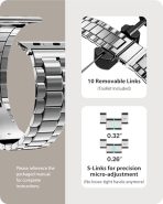 Bracelet Fullmosa en métal compatible avec les Apple Watch de 42 / 43/44/ 46 /47/ 418/ 49/  Bracelet avec boîtier Couleur : argent. – Image 3