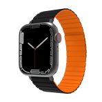 Bracelet magnétique JCPal FlexForm pour Apple Watch 42, 44 et 45 mm, noir et orange